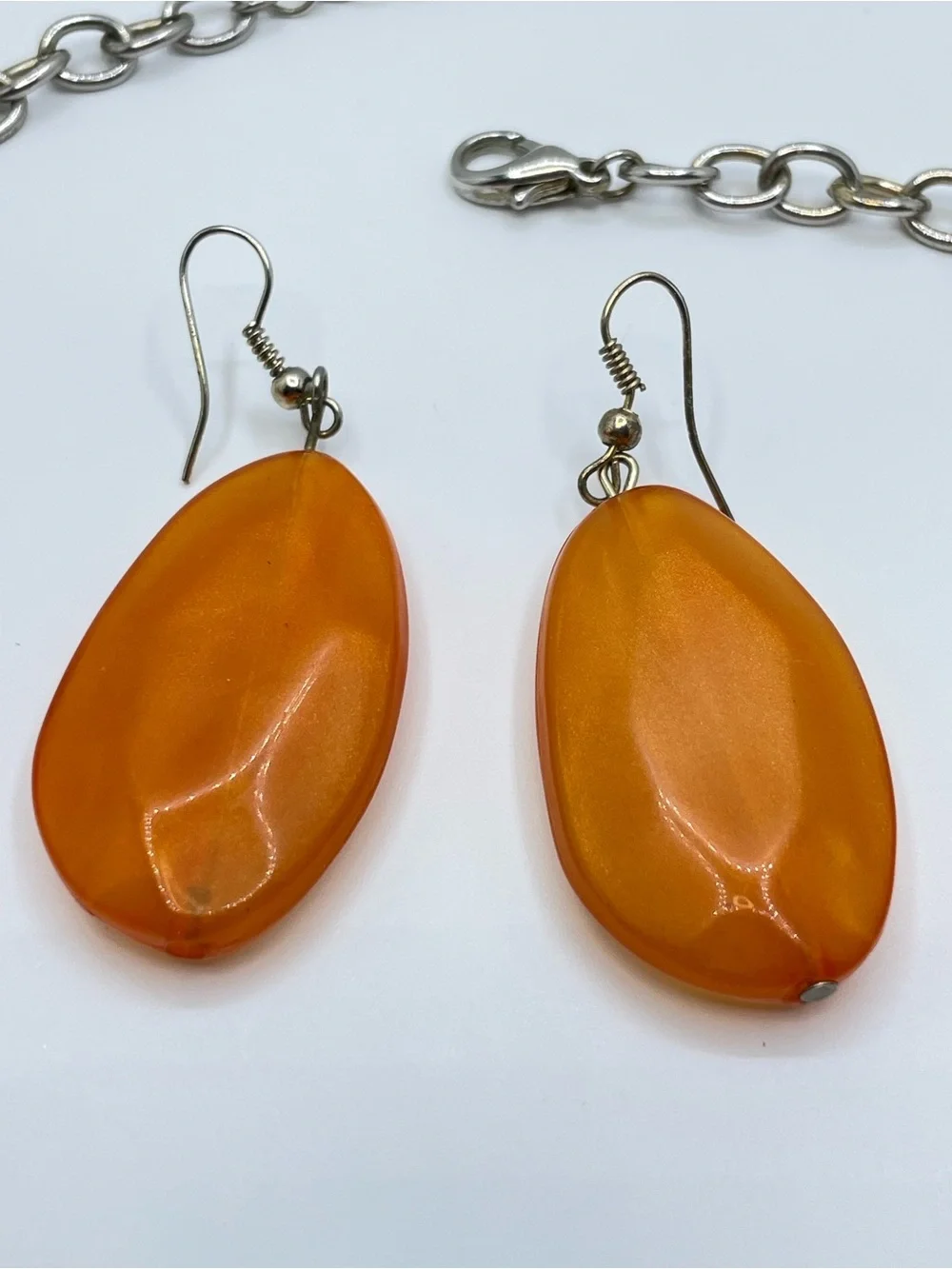Vintage Orange Lucite Layered Necklace Earring Set Statement Bold